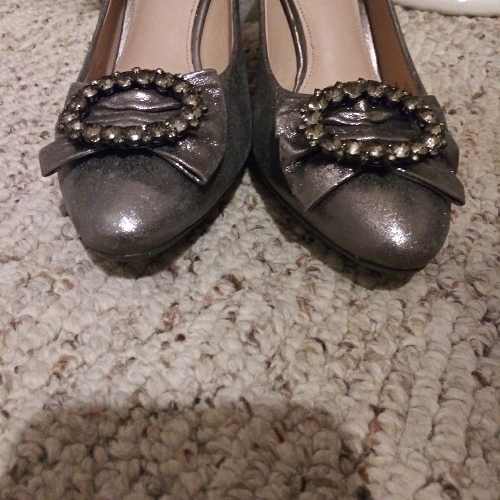 Nurture Julee Silver Leather With Rhinestone Buckle Pumps - Picture 6 of 8